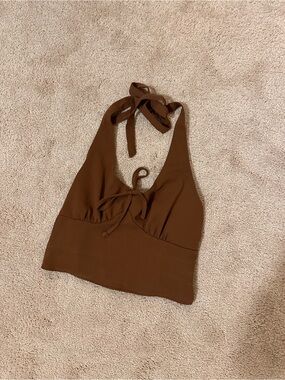 Hollister Brown Halter Tie Crop Top